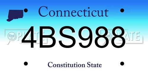 4BS988 Connecticut License Plate