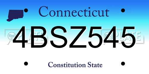 4BSZ545 Connecticut License Plate