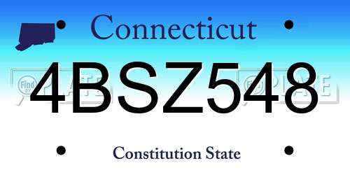 4BSZ548 Connecticut License Plate