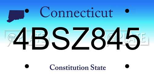 4BSZ845 Connecticut License Plate