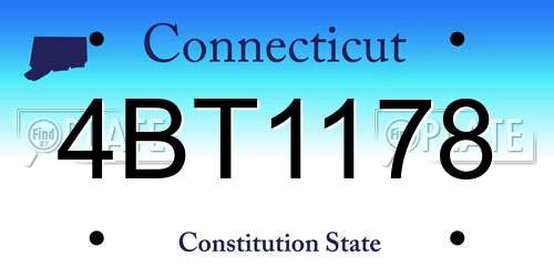 4BT1178 Connecticut License Plate