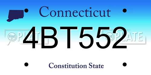 4BT552 Connecticut License Plate