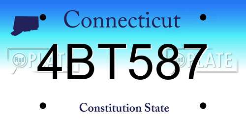 4BT587 Connecticut License Plate