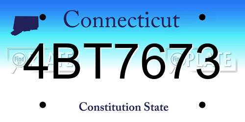 4BT7673 Connecticut License Plate