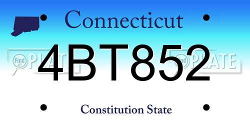 4BT852 Connecticut License Plate