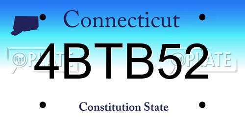 4BTB52 Connecticut License Plate