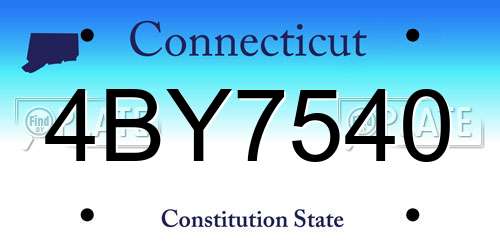 4BY7540 Connecticut License Plate