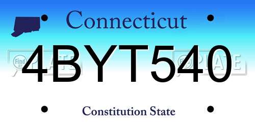 4BYT540 Connecticut License Plate