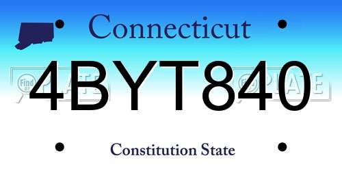 4BYT840 Connecticut License Plate