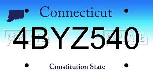 4BYZ540 Connecticut License Plate