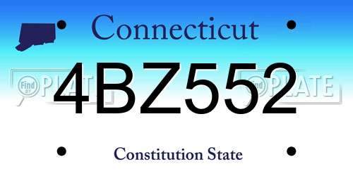 4BZ552 Connecticut License Plate