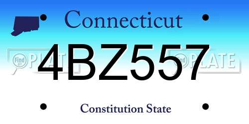 4BZ557 Connecticut License Plate