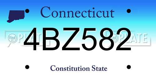 4BZ582 Connecticut License Plate