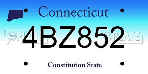 4BZ852 Connecticut License Plate