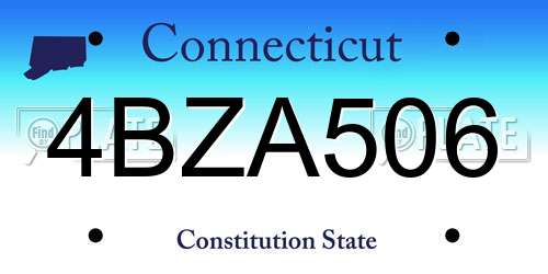 4BZA506 Connecticut License Plate