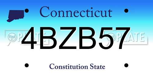 4BZB57 Connecticut License Plate