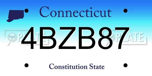 4BZB87 Connecticut License Plate