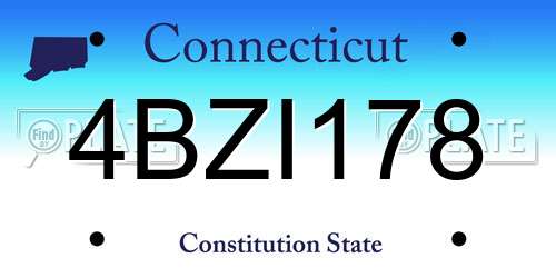 4BZI178 Connecticut License Plate
