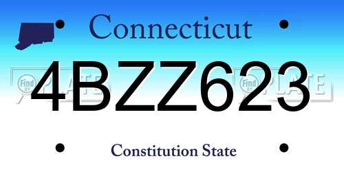 4BZZ623 Connecticut License Plate