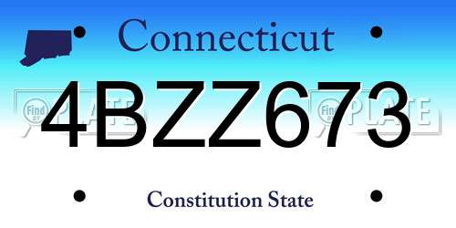 4BZZ673 Connecticut License Plate