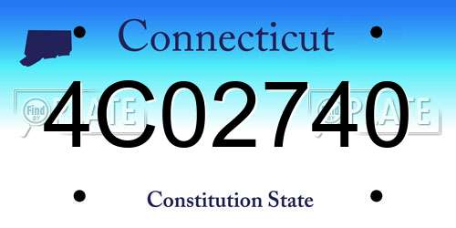 4C02740 Connecticut License Plate