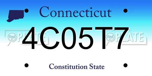 4C05T7 Connecticut License Plate