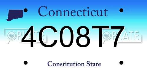 4C08T7 Connecticut License Plate