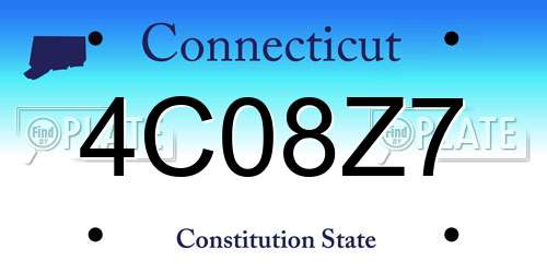 4C08Z7 Connecticut License Plate
