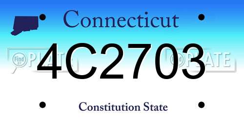 4C2703 Connecticut License Plate