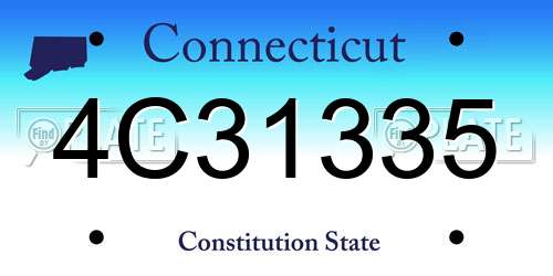 4C31335 Connecticut License Plate