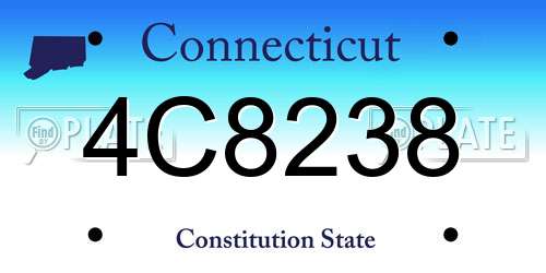 4C8238 Connecticut License Plate