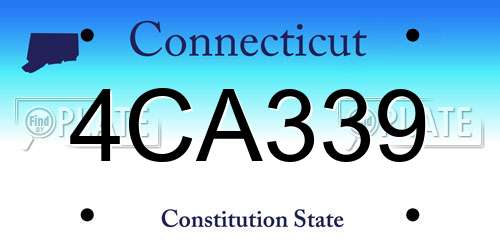 4CA339 Connecticut License Plate