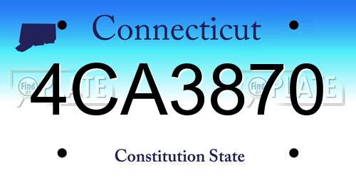 4CA3870 Connecticut License Plate