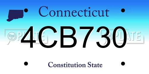 4CB730 Connecticut License Plate