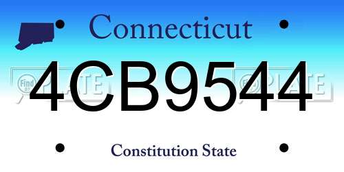 4CB9544 Connecticut License Plate