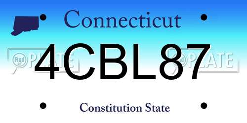 4CBL87 Connecticut License Plate