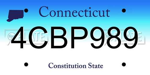 4CBP989 Connecticut License Plate