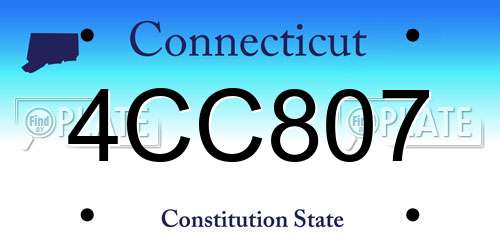 4CC807 Connecticut License Plate