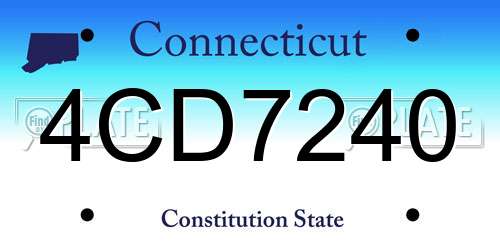 4CD7240 Connecticut License Plate