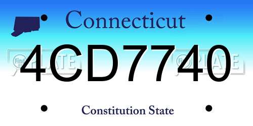 4CD7740 Connecticut License Plate