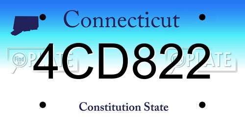 4CD822 Connecticut License Plate