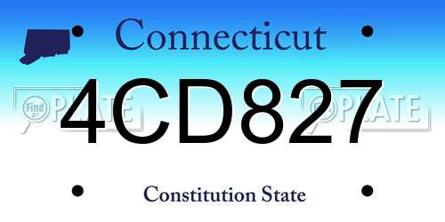 4CD827 Connecticut License Plate