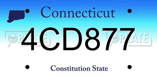 4CD877 Connecticut License Plate
