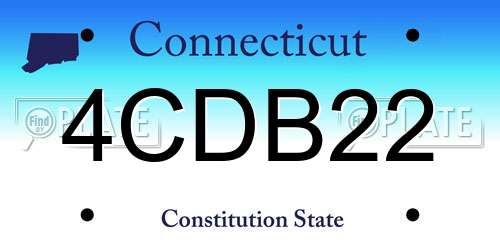 4CDB22 Connecticut License Plate