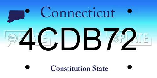 4CDB72 Connecticut License Plate