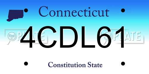 4CDL61 Connecticut License Plate