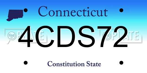 4CDS72 Connecticut License Plate