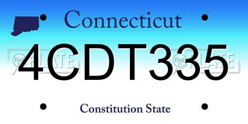 4CDT335 Connecticut License Plate