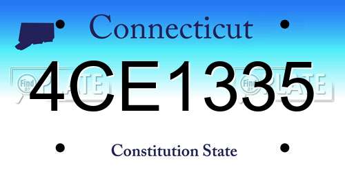 4CE1335 Connecticut License Plate