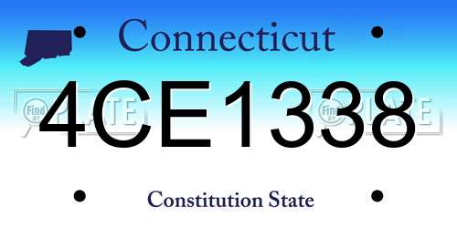 4CE1338 Connecticut License Plate